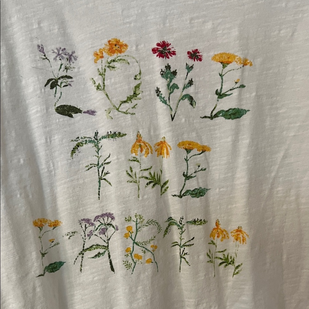 Anthropologie White Tee with Floral Embroidery - Picture 2 of 3